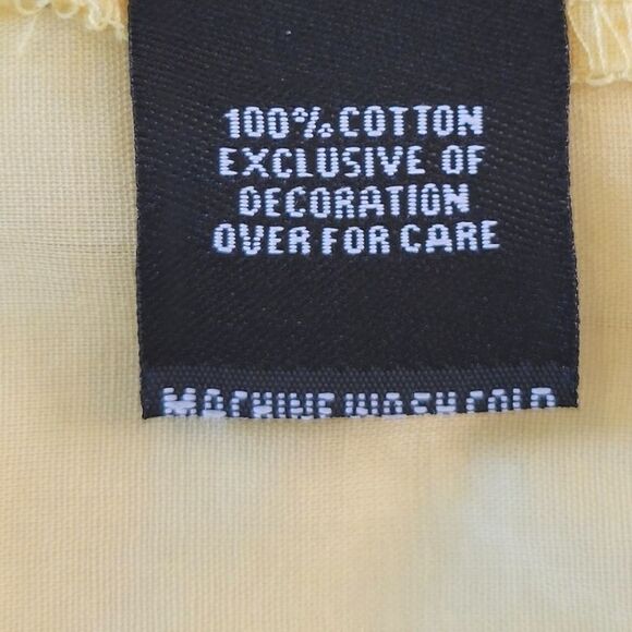 Relativity Yellow Embroidered 3/4 Sleeve Sheer 100% Cotton Summer Blouse Size S - Picture 9 of 10